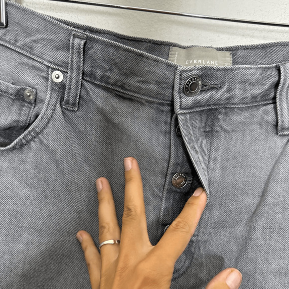 EVERLANE THE 90'S CHEEKY JEAN Gray ORGANIC COTTON high rise womens 30 CROP - Picture 3 of 10
